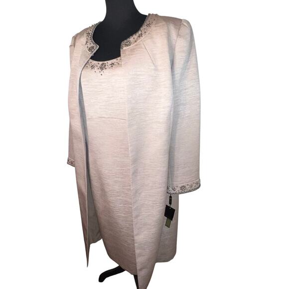 Tahari ASL, Jerry Luxe 16W Sequent Beaded Midi Shift Dress Long Jacket Set New ￼ - Picture 12 of 16